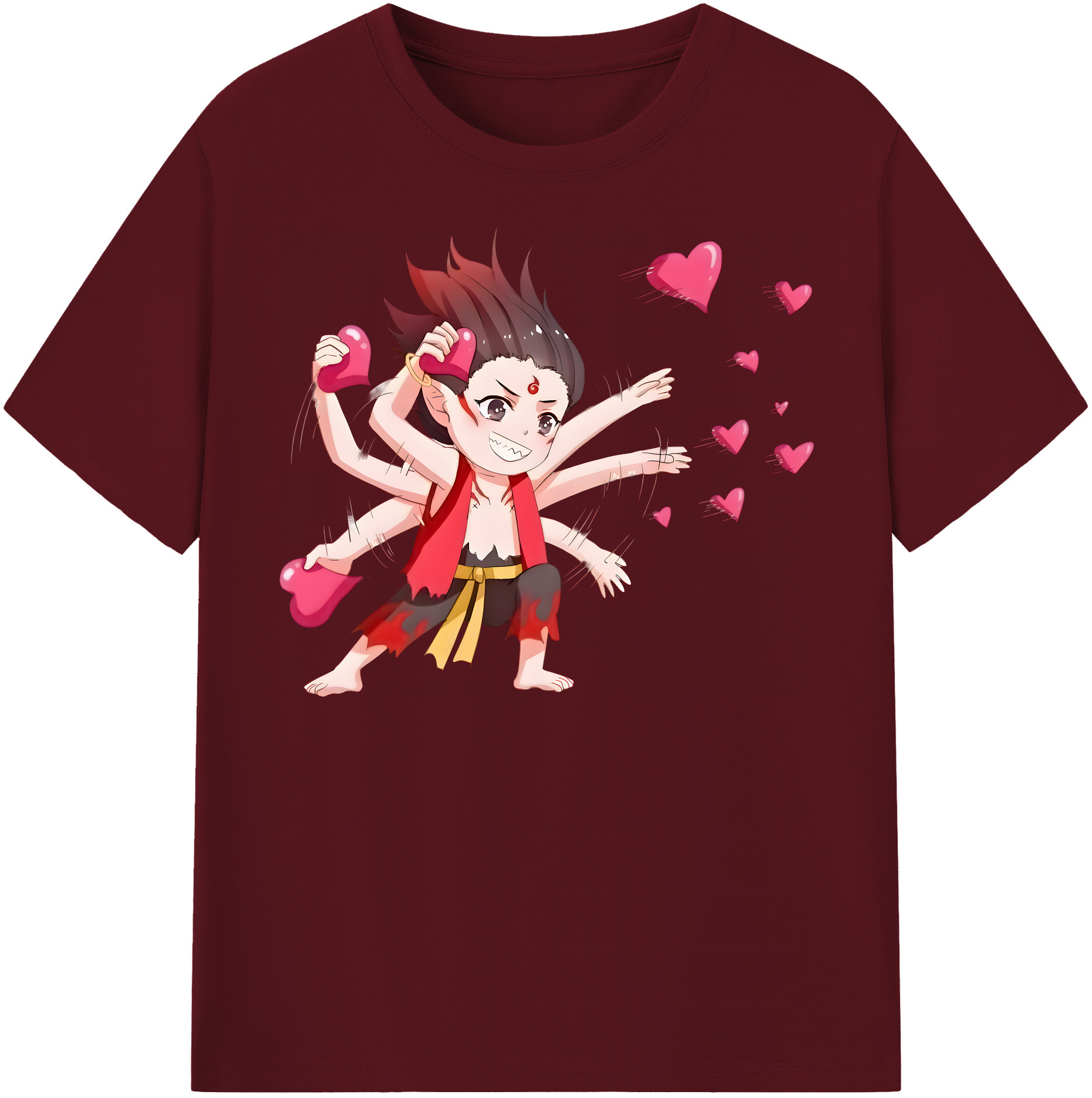 （画像用） Ne Zha 2 ナタ 魔童の大暴れ 綿100％半袖Tシャツ（フロントプリント）